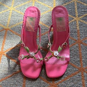 Made in Italy Lilly Pulitzer Floral Pink Slingback Sandals